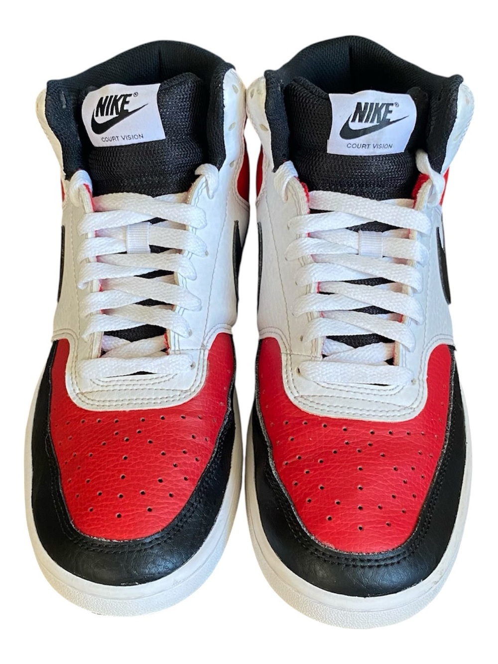 NIKE Sneakers Court Vision Mid Top Classic Retro Style White Black Red Men’s 8.